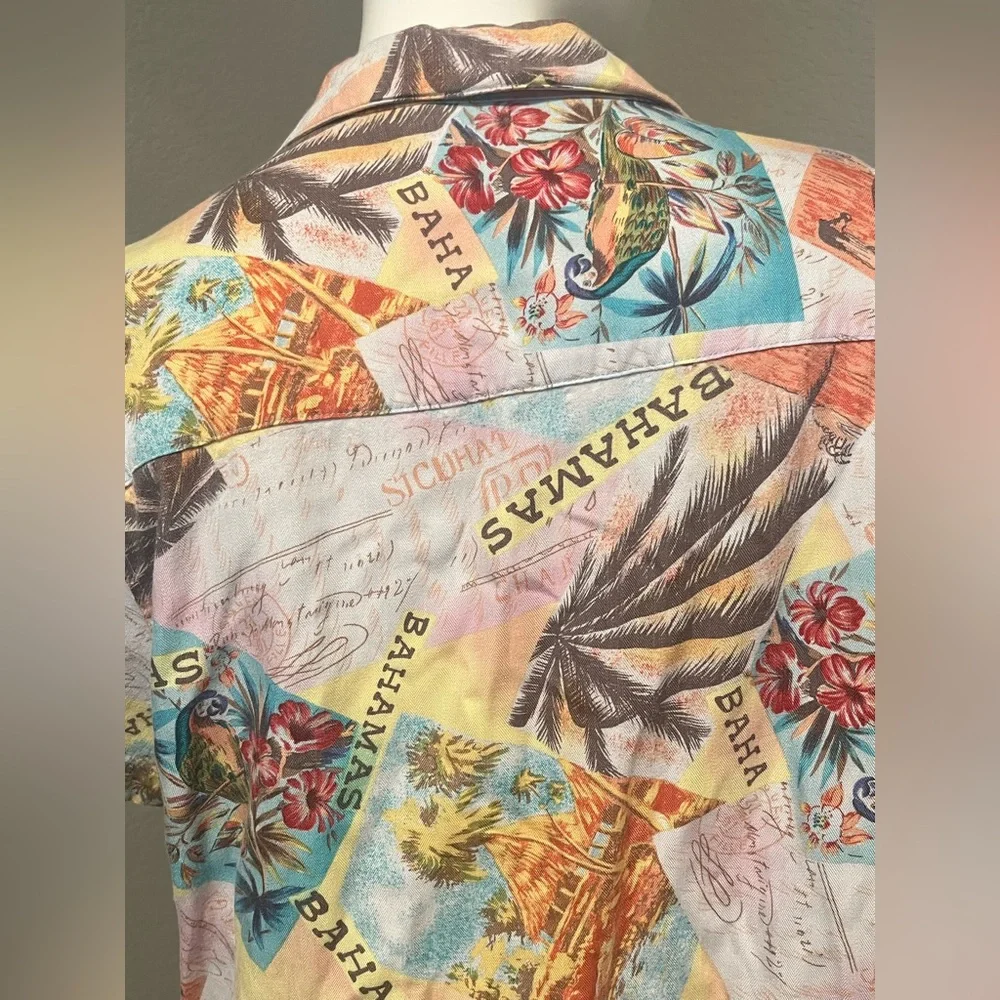 Caribbean Joe Women’s Multicolor Tropical Bahamas SS Button-Down Shirt Size L - Picture 7 of 12